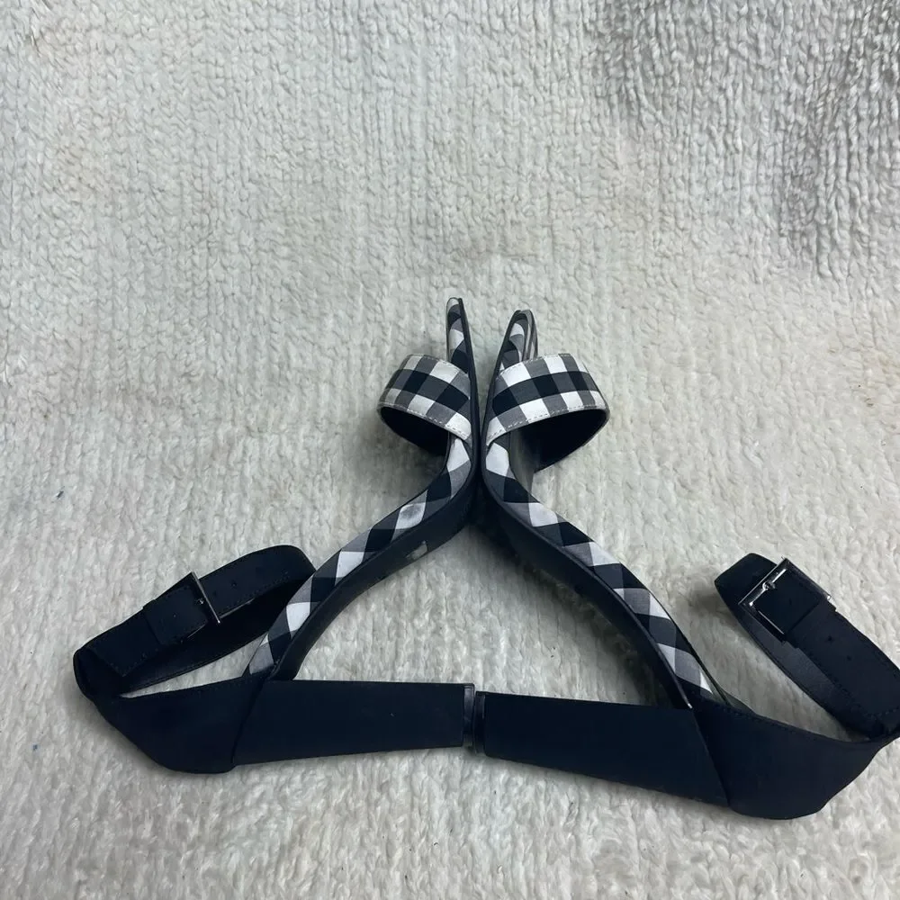 Torrid  Fabric Black and White Checkered ankle strap block Heels SZ10WW